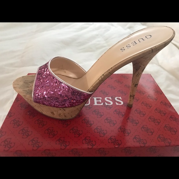 Guess Pink Glitter Heels size 8.5 - Picture 5 of 6